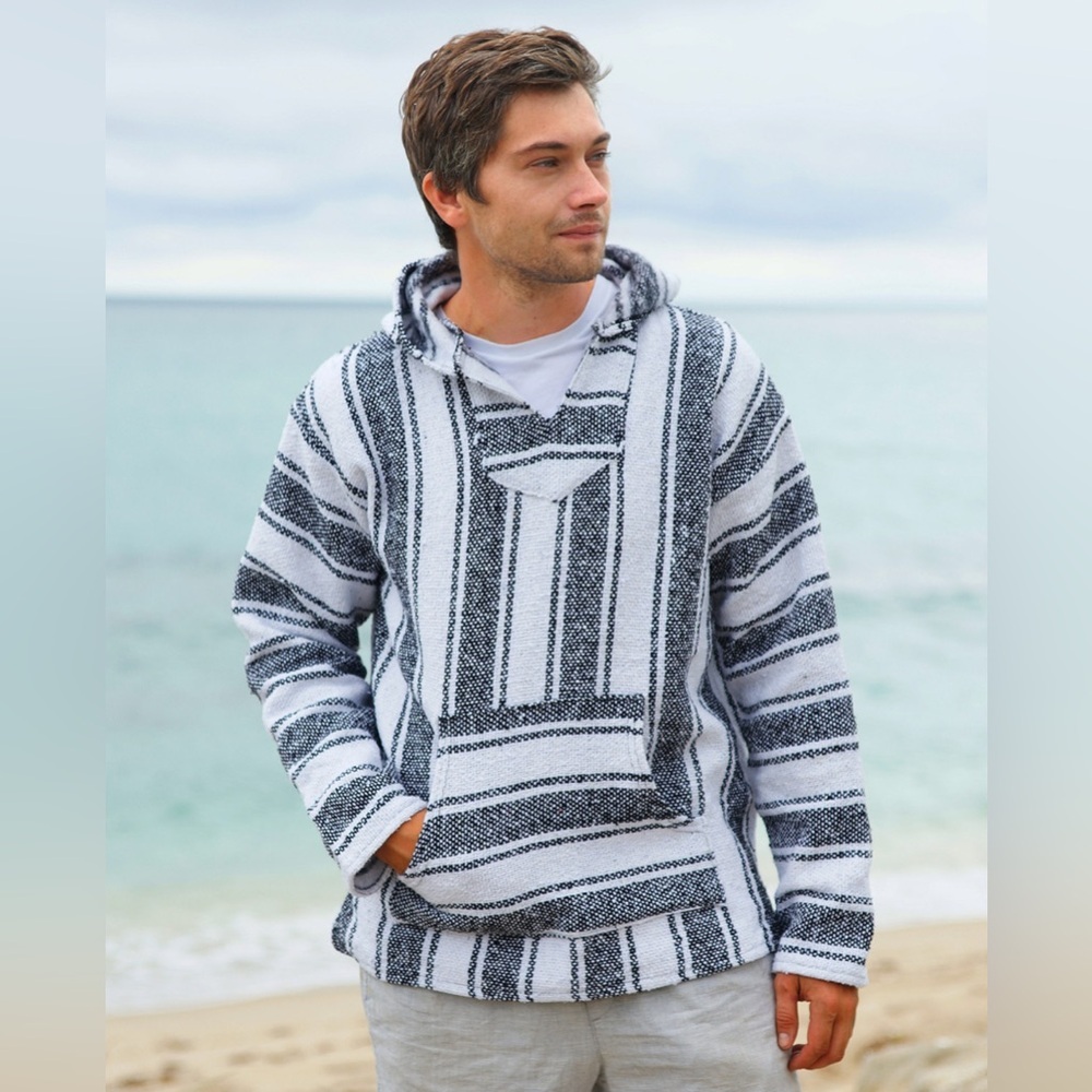 SMALL IGUANA JACK BAJA HOODIE GRAY & WHITE